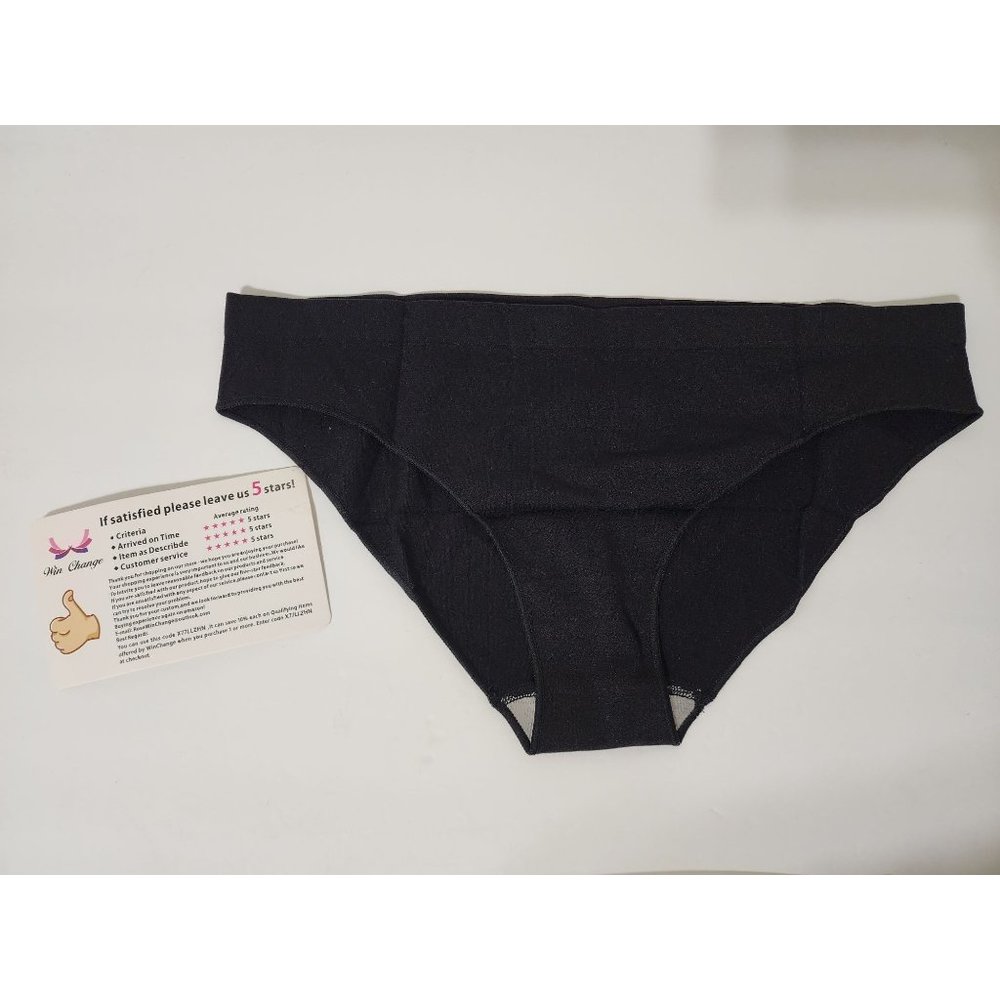 Win Change Women's Brief Hipster Panties - Seamless Durable Black Size Large